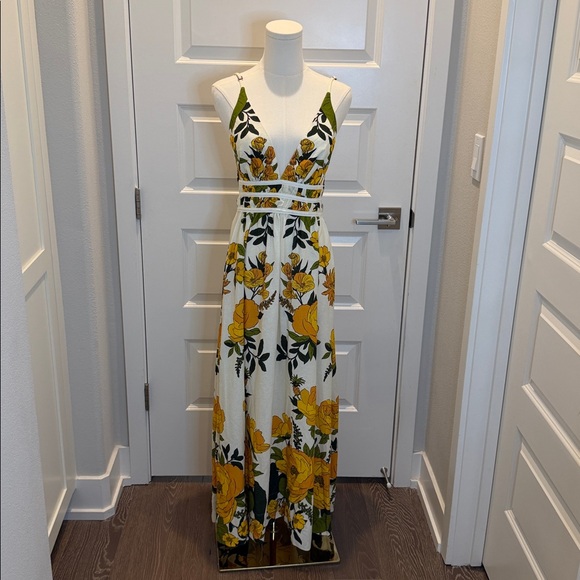 FARM Rio Garden Floral Maxi Dress in Yellow and White Size S - Picture 7 of 9